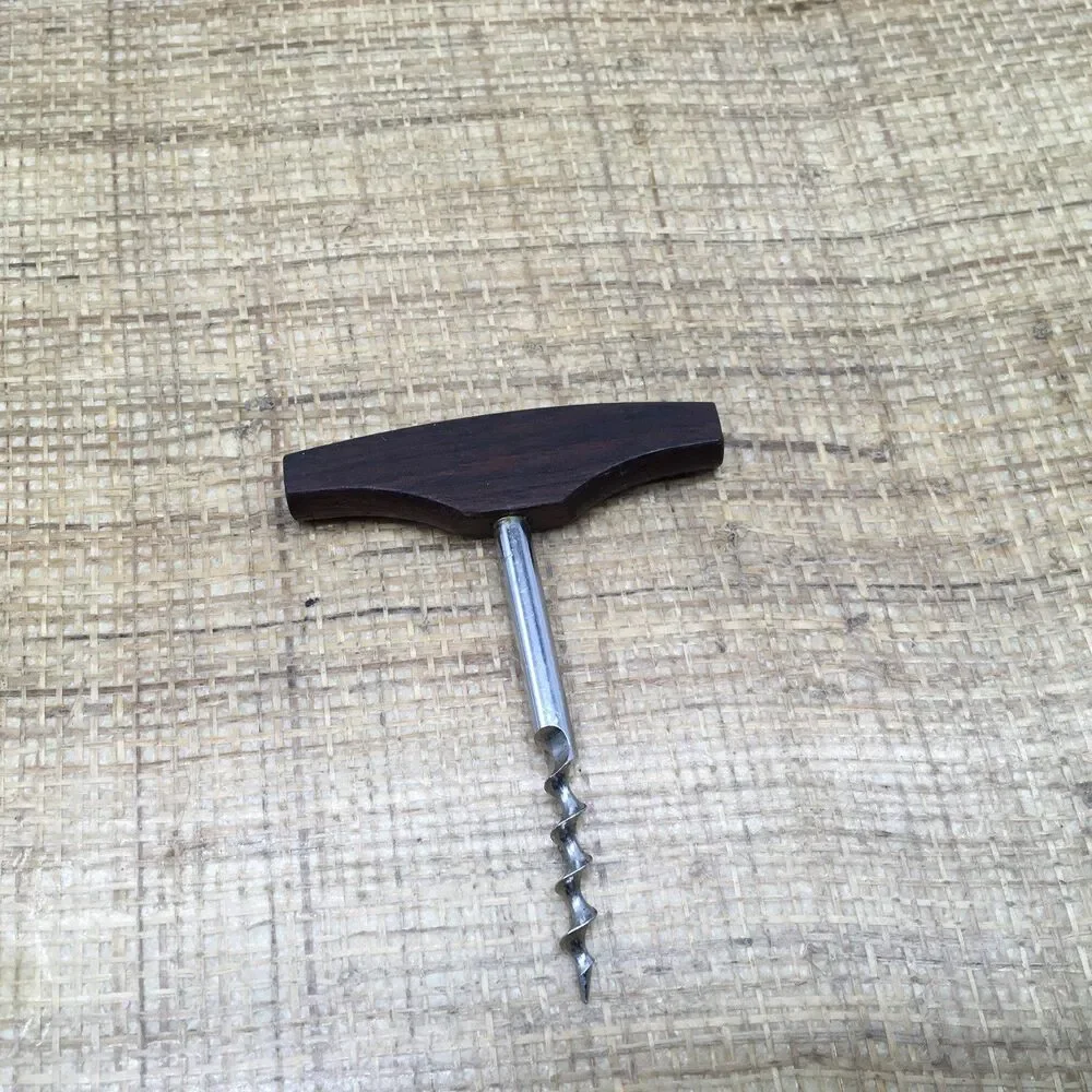 Vintage MCM Wood Teak ? Handle Cork Screw Barware 4.25” READ